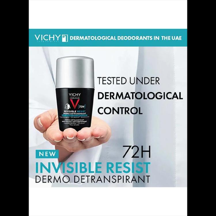 Vichy 72HR Invisible Resist Deodorant Roll-On - 50 ml