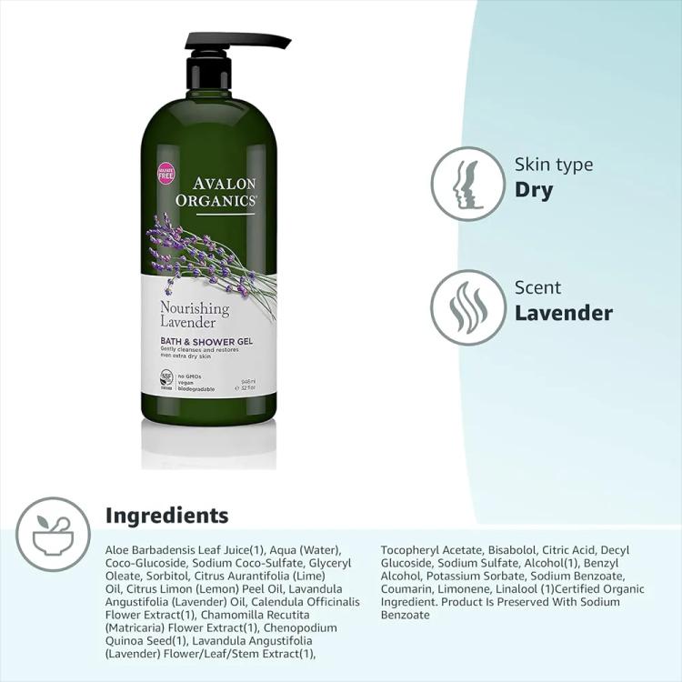 Avalon Organics Nourishing Bath & Shower Gel Lavender - 946 ml