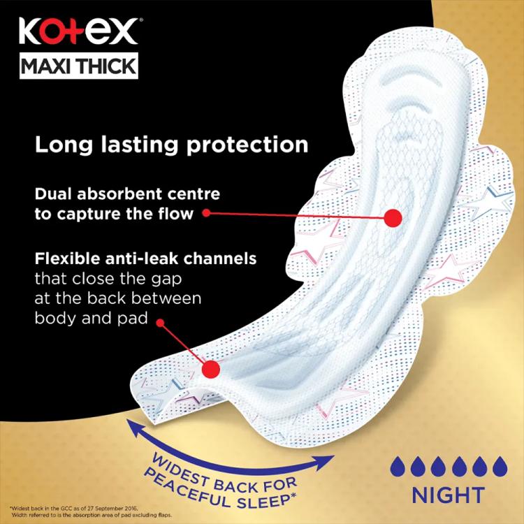 Kotex Maxi Thick Night With Wings - 16 Pads