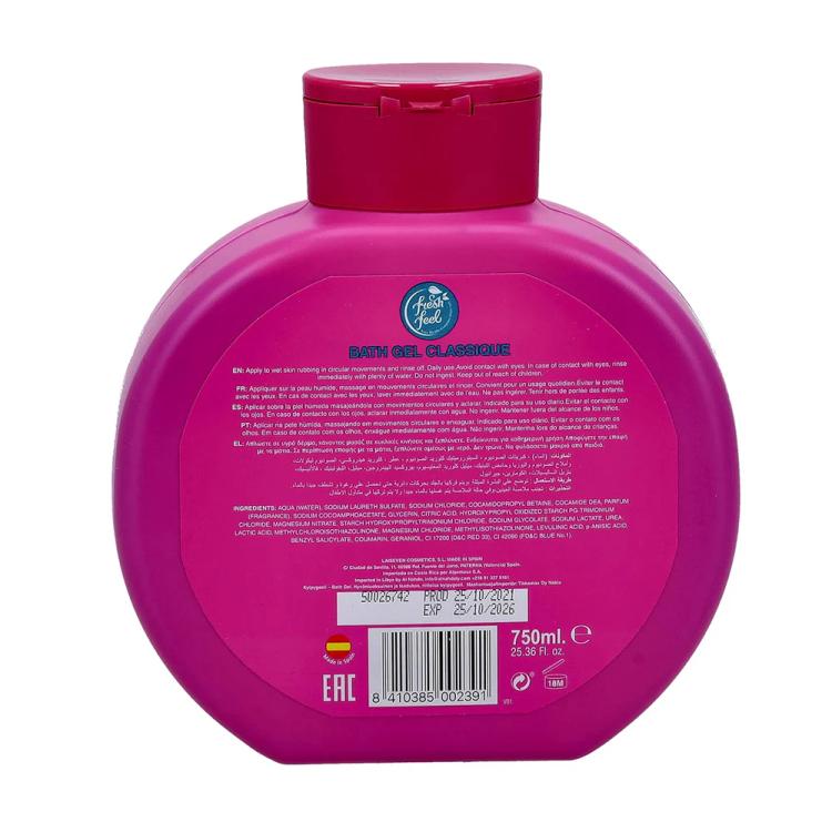fresh feel Moussel Bath Gel, Classic - 750 ml