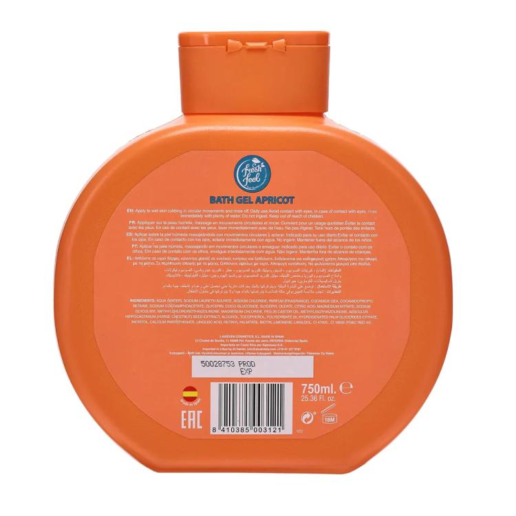 fresh feel Moussel Bath Gel, Apricot - 750 ml