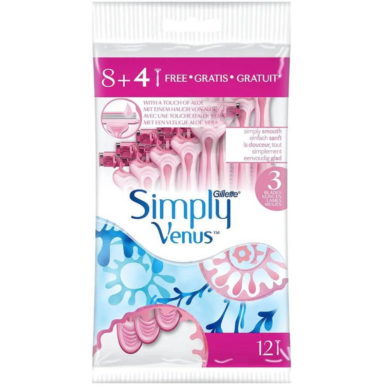 Gillette Simply Venus 3 Disposable Razor (8+4) pcs