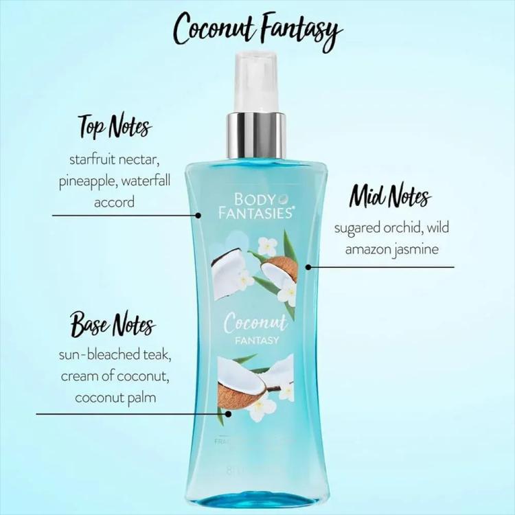 Body Fantasies Body Spray, Coconut Fantasy  - 236 ml
