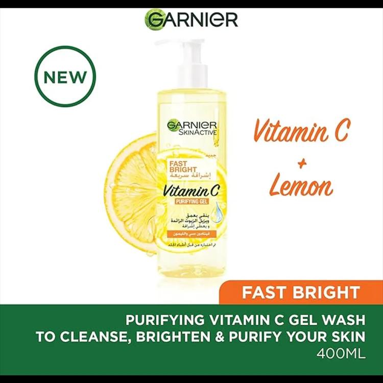 Garnier Fast Bright Vitamin C Purifying Gel Wash - 400 ml