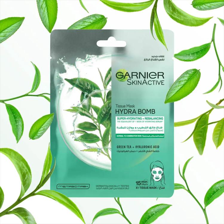 Garnier SkinActive Hydra Bomb Tissue Mask - Green Tea + Hyaluronic acid - 32 ml