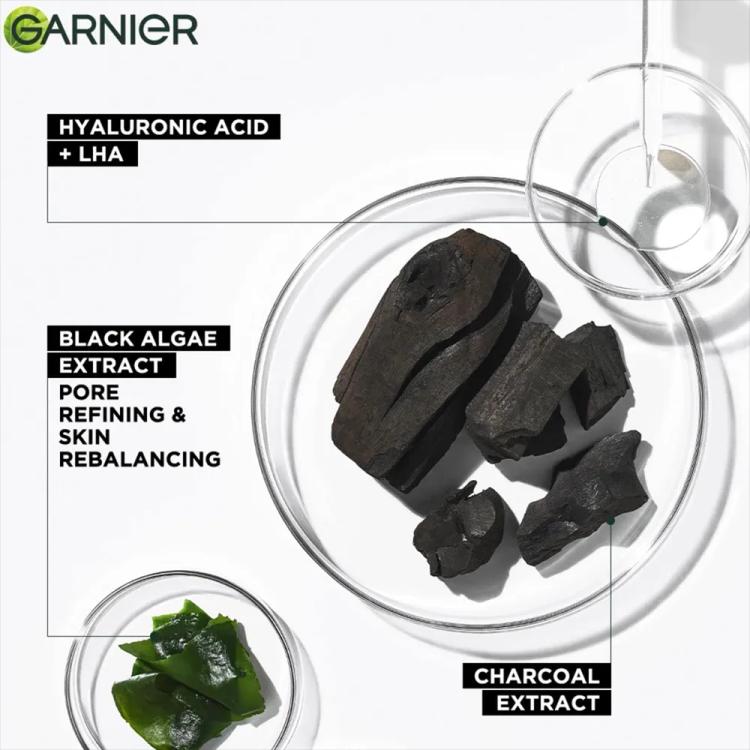 Garnier SkinActive Pure Charcoal Black Sheet Mask - Hyaluronic Acid + Black Algae + LHA - 28 g