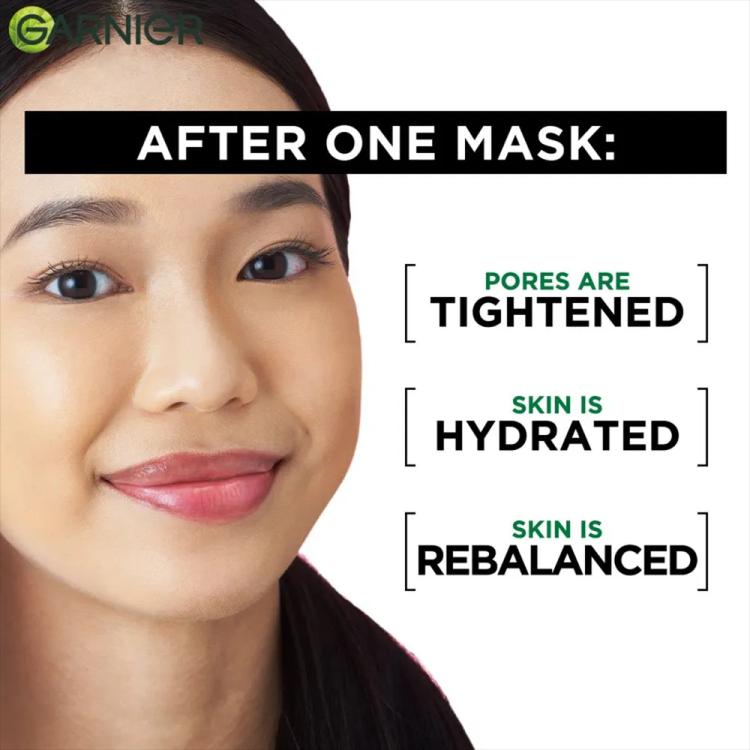 Garnier SkinActive Pure Charcoal Black Sheet Mask - Hyaluronic Acid + Black Algae + LHA - 28 g