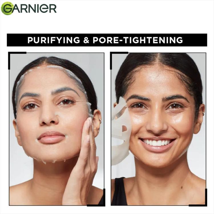 Garnier SkinActive Pure Charcoal Black Sheet Mask - Hyaluronic Acid + Black Algae + LHA - 28 g