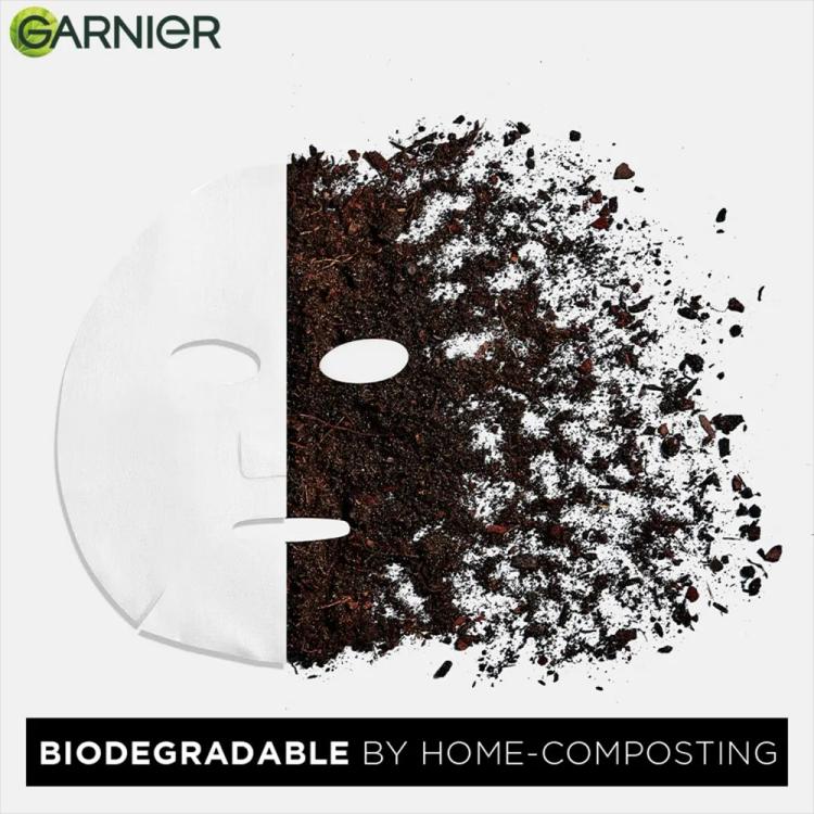 Garnier SkinActive Pure Charcoal Black Sheet Mask - Hyaluronic Acid + Black Algae + LHA - 28 g