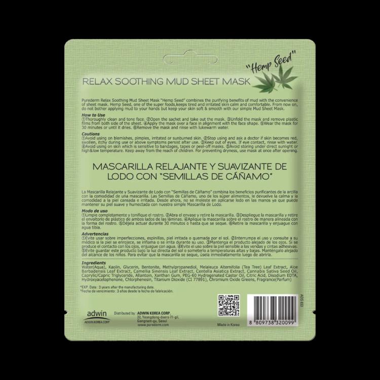 Purederm Relax Soothing Mud Hemp Seed Sheet Mask
 - 15 g