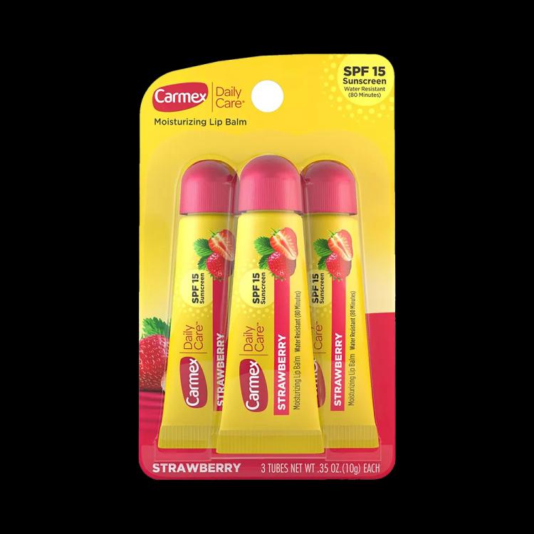 Carmex Moisturising SPF 15 Tube Lip Balm Set - Strawberry (3 x 10 g)