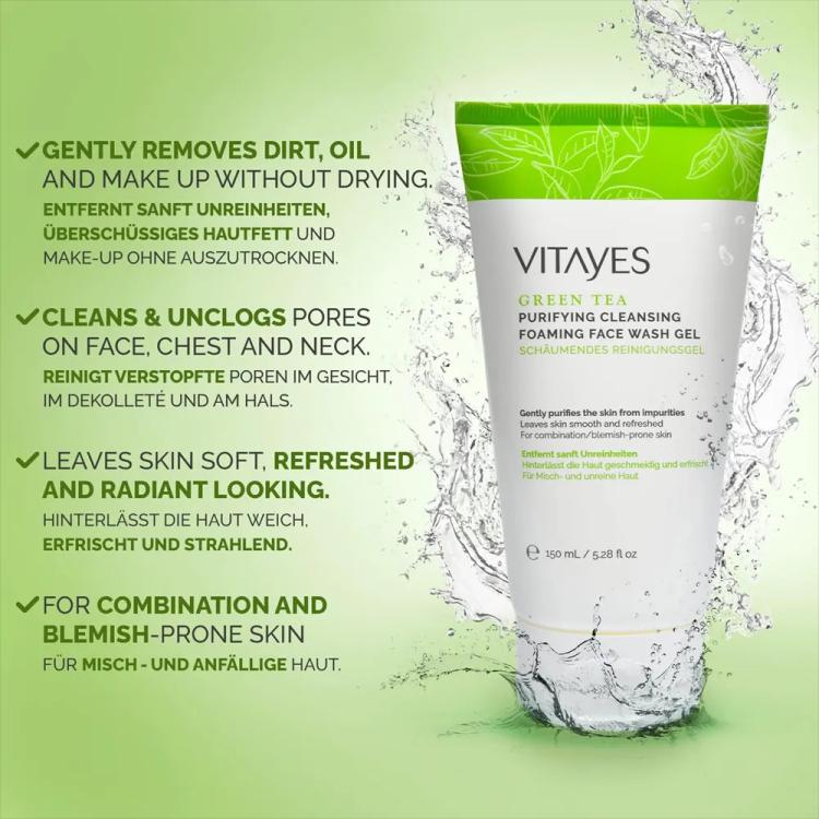 VITAYES Green Tea Face Wash Gel - 150 ml