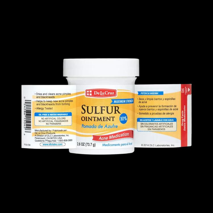 De La Cruz Acne Treatment Ointment with 10% Sulfur Maximum Strength - 73.7 g