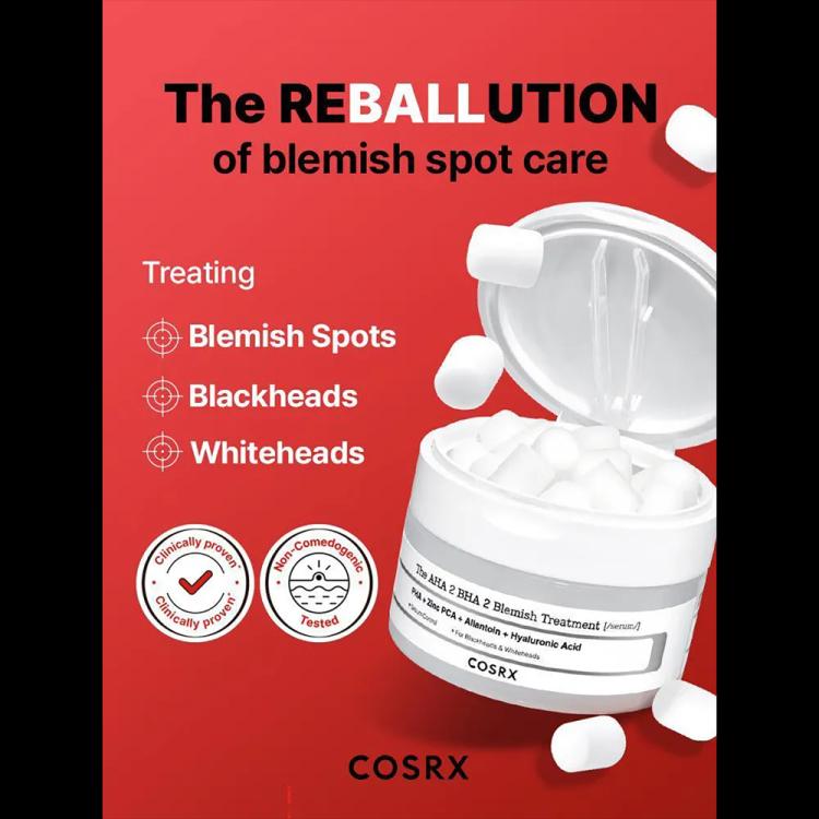Cosrx The AHA 2 BHA 2 Blemish Treatment Serum - 50 g (30+ cotton balls per serum)