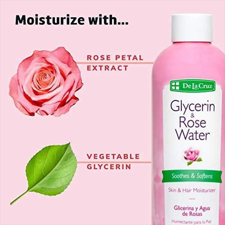 De la Cruz Glycerin & Rose Water Skin & Hair Moisturizer - 236 ml
