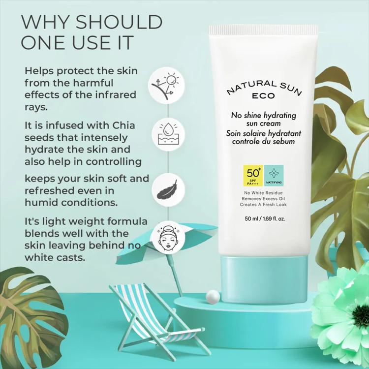 The Face Shop Natural Sun Eco No Shine Hydrating Sun Cream SPF 50+ - 50 ml