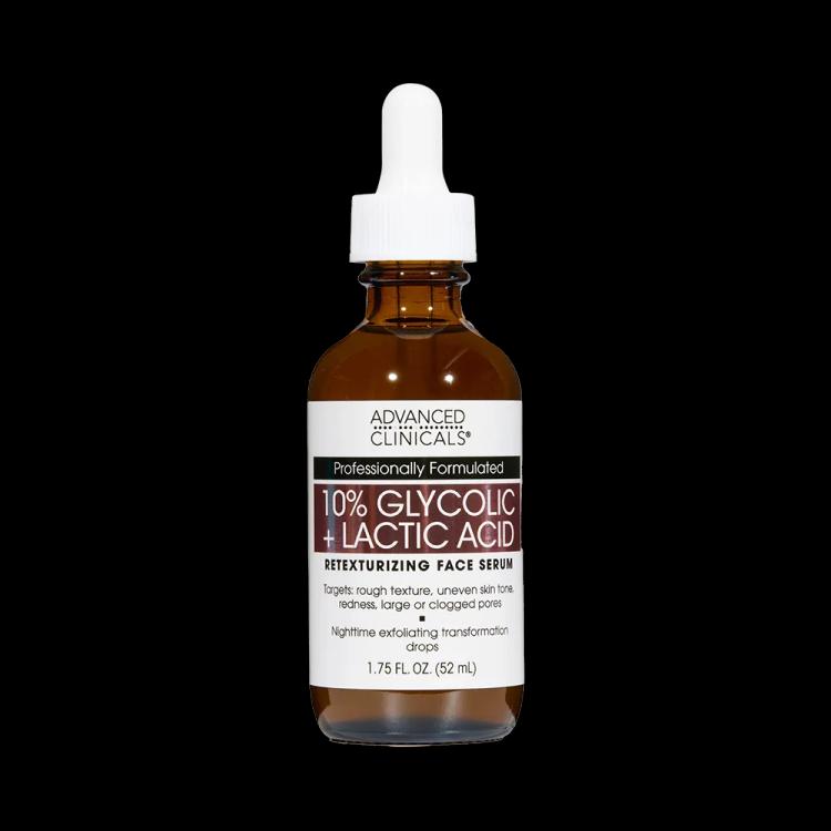 Advanced Clinicals 10% Glycolic + Lactic Acid Face Serum - 52 ml