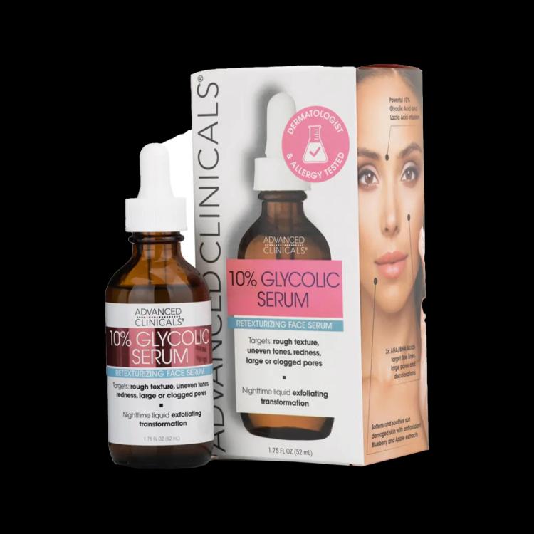Advanced Clinicals 10% Glycolic + Lactic Acid Face Serum - 52 ml