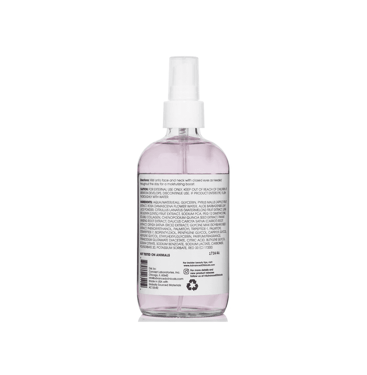 Advanced Clinicals Collagen + Rosewater Plump + Glow Face Mist - 222 ml