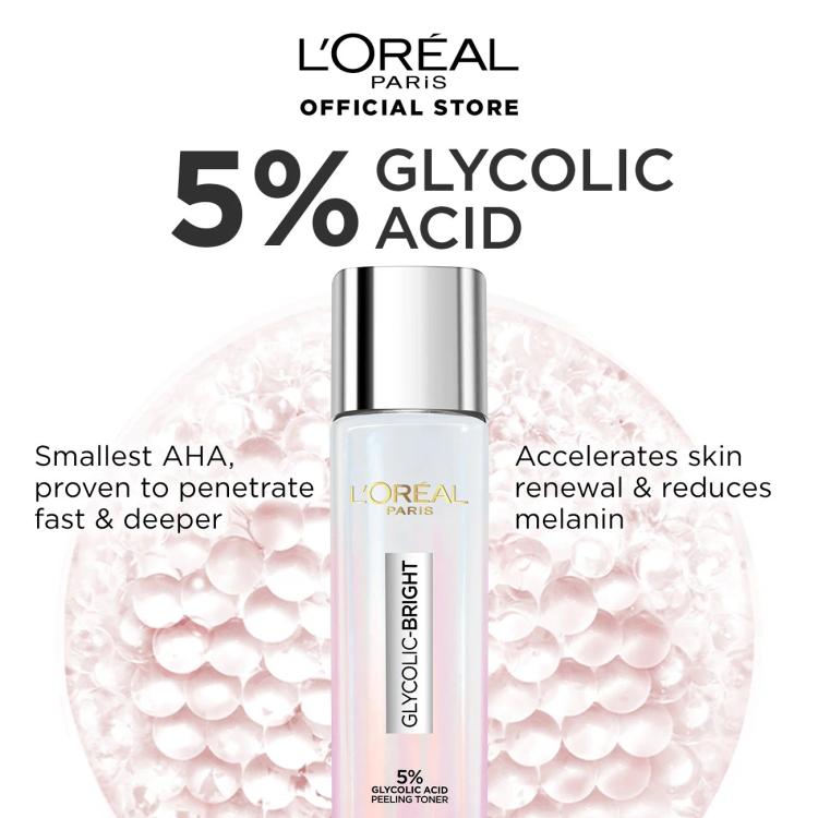 L’Oréal Paris Glycolic Bright 5% Glycolic Acid Peeling Toner For Instant Glowing Skin - 128 ml